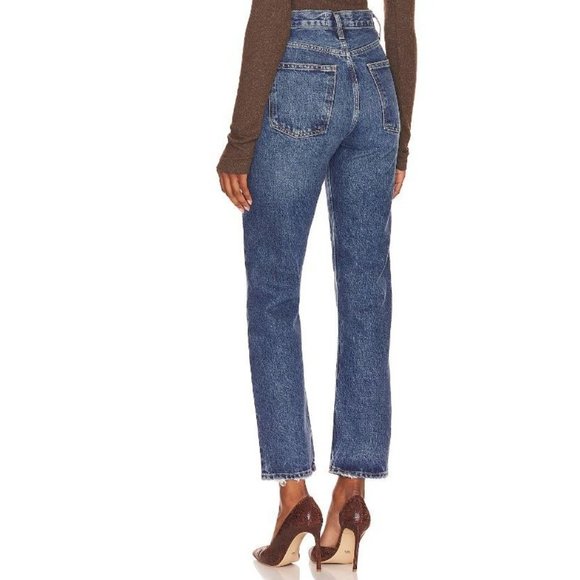 Agolde 90's Pinch Waist High Rise Straight Jeans in Range Blue Size 24 NWT - Picture 4 of 8